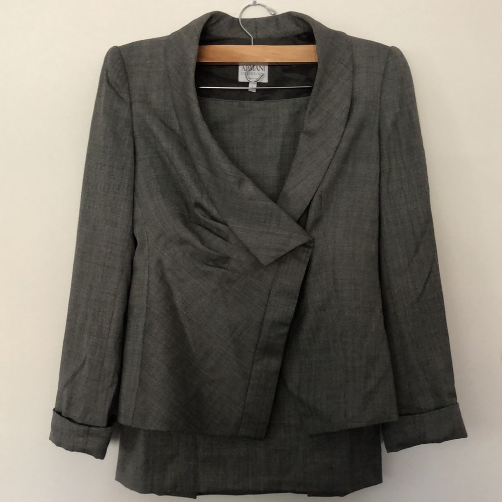 ARMANI COLLEZIONI Wool Suit 2-Piece Blazer & Skirt Set